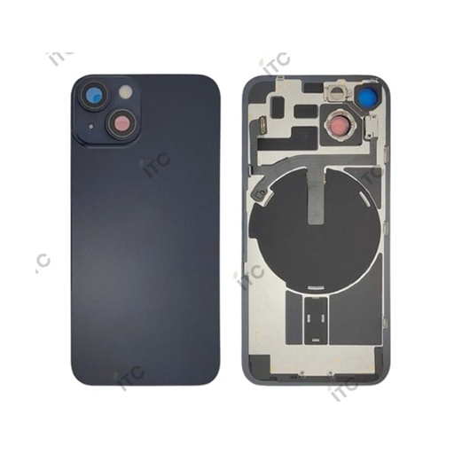 [L4096] iPhone 14 バックガラス 互換品 （レンズ＆MagSafe付き）黒　ロゴなし