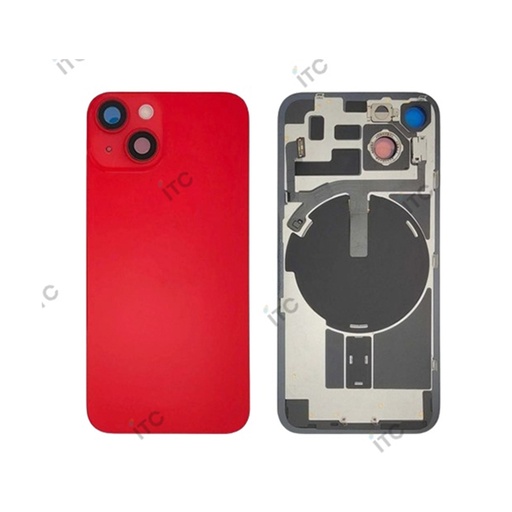 [L4097] iPhone 14 バックガラス 互換品（レンズ＆MagSafe付き） 赤　ロゴなし