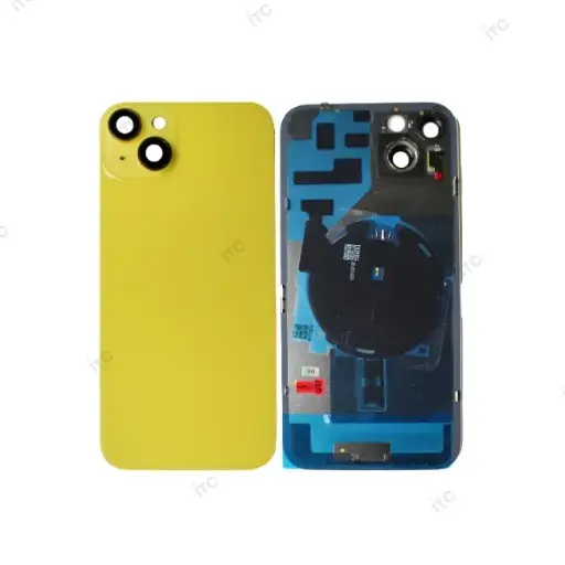 [L4103] iPhone 14Plus  バックガラス 互換品（レンズ＆MagSafe付き） イエロー　ロゴなし