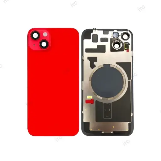 [L4104] iPhone 14Plus  バックガラス 互換品（レンズ＆MagSafe付き）赤　ロゴなし