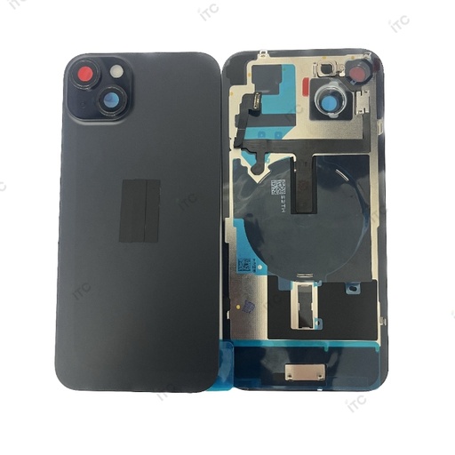 [L4129] iPhone 15 Plus  バックガラス 互換品（レンズ＆MagSafe付き）黒