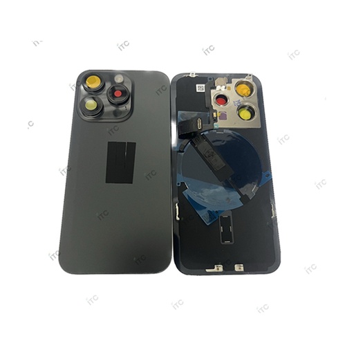 [L4132] iPhone 15Pro  バックガラス 互換品（レンズ＆MagSafe付き）黒 ロゴなし