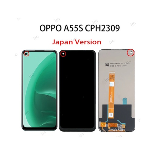 [L5165] OPPO A55s 5G フロントパネル 日本版 黒（再生品）　