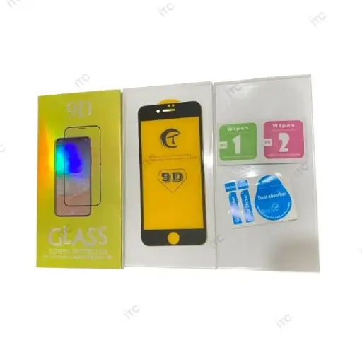 [Z0037] iPhone SE2-SE3 9Dガラスフィルム(パッケージ＋クリーニングキット付) 黒