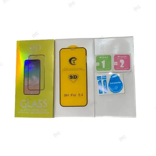 [Z0057] iPhone 12mini  9Dガラスフィルム(パッケージ＋クリーニングキット付) 黒