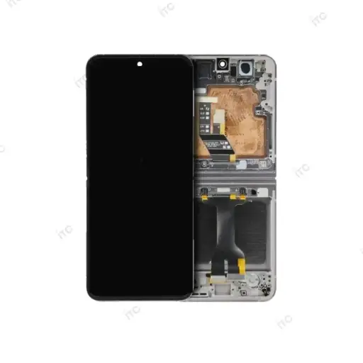 [L5568] Galaxy Z flip6 フロントパネル  フレーム付き シルバーシャドウ（再生品）　