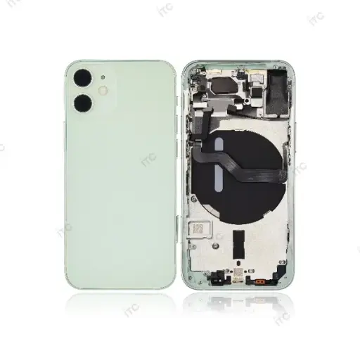 [L4210] iPhone 12mini バックガラス(フレーム一体型) 互換品 グリーン