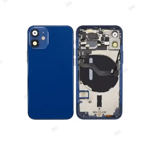 [L4211] iPhone 12mini バックガラス(フレーム一体型) 互換品 ブルー