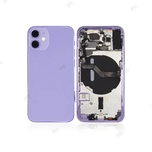 [L4212] iPhone 12mini バックガラス(フレーム一体型) 互換品 パープル
