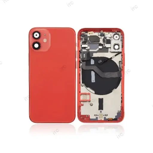 [L4209] iPhone 12mini バックガラス(フレーム一体型) 互換品 レッド
