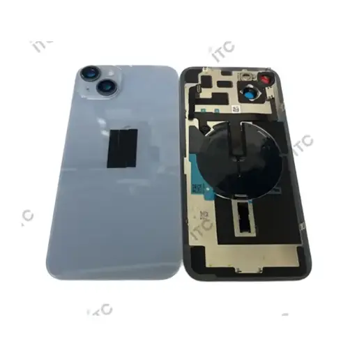 [L4258] iPhone14Plusバックガラスコピー品（レンズ＆MagSafe付き）ブルー