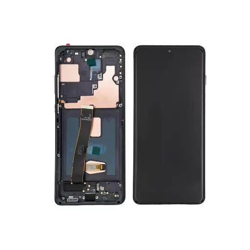 [L5530] Galaxy S20 Ultra  フロントパネル 互換品 （枠付き）黒